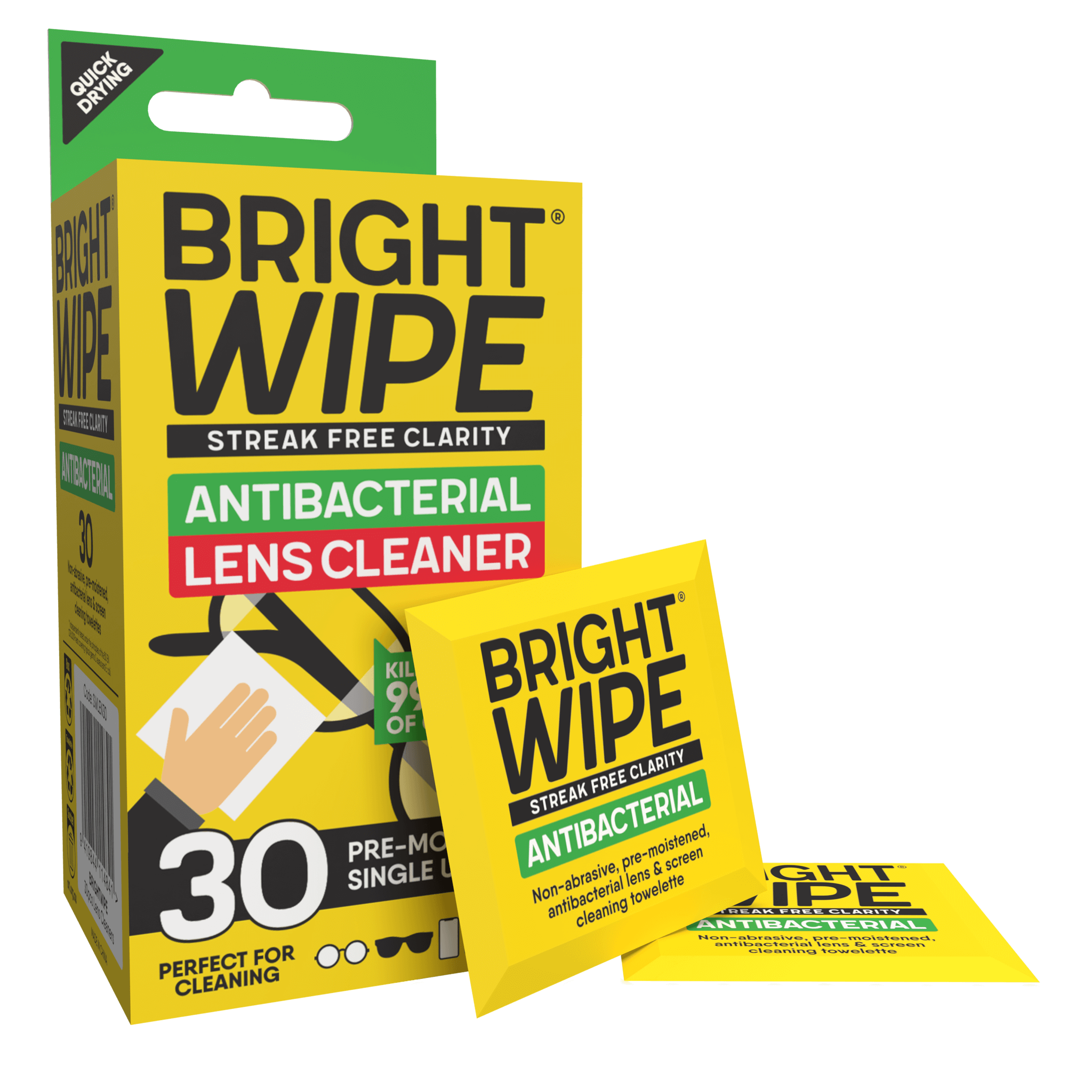 Lens Cleaner Wipes 30 Pack of SingleUse Wipes Brightwipe